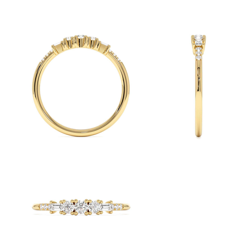 14K Gold Round & Baguette Diamond Accent Ring - view 5