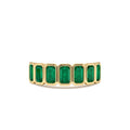 14K Seven Stone Bezel Setting Emerald RIng by Orlina Fine