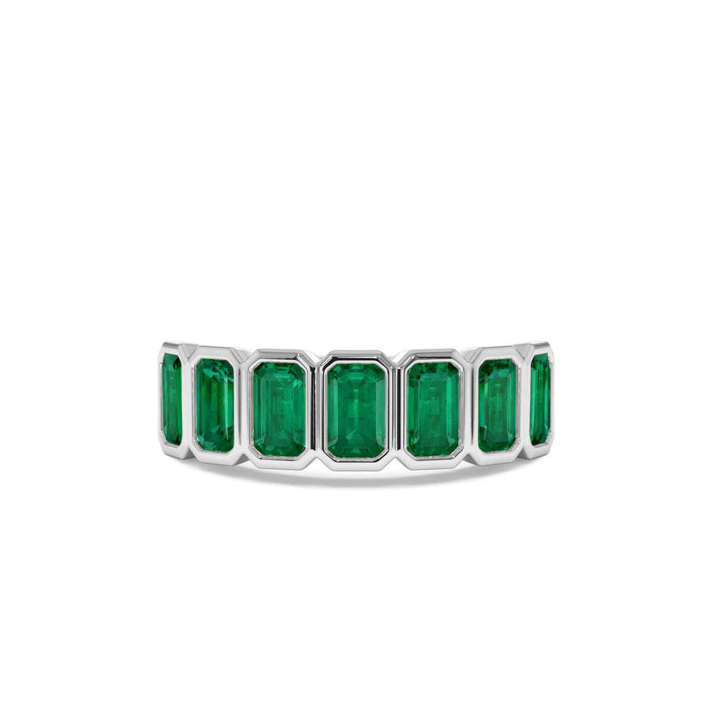 14K Seven Stone Bezel Setting Emerald RIng - view 3