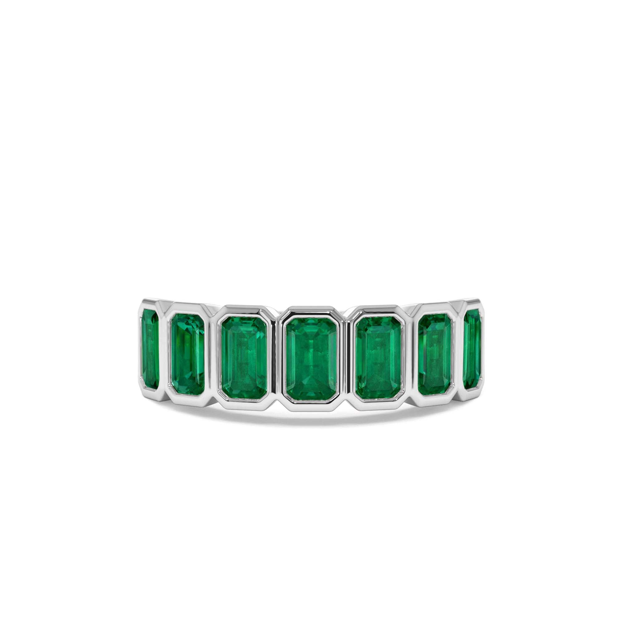 14K Seven Stone Bezel Setting Emerald RIng - view 3