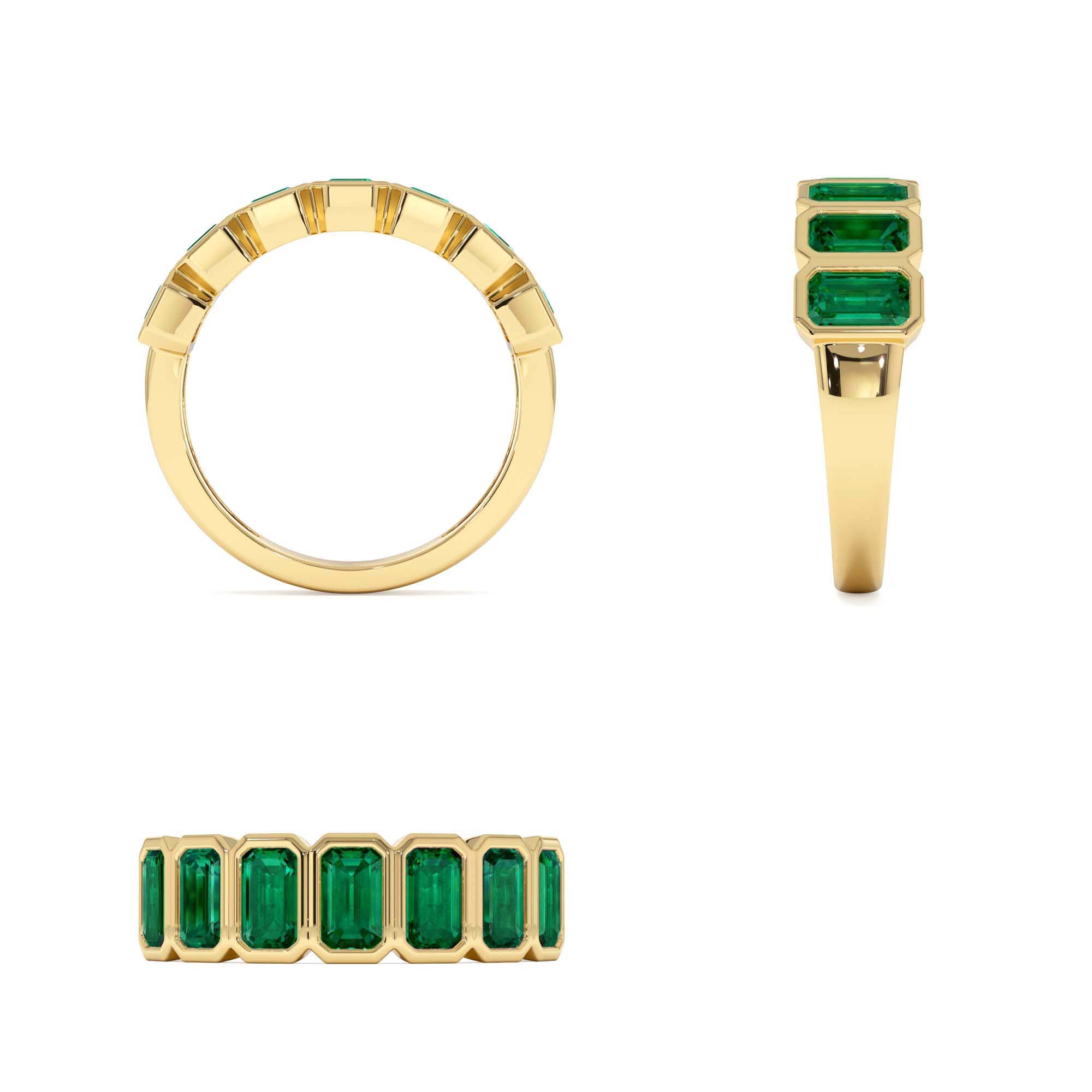 14K Seven Stone Bezel Setting Emerald RIng - view 5
