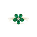 14K Five-Leaf Emerald and Diamond Ring by Orlina Fine