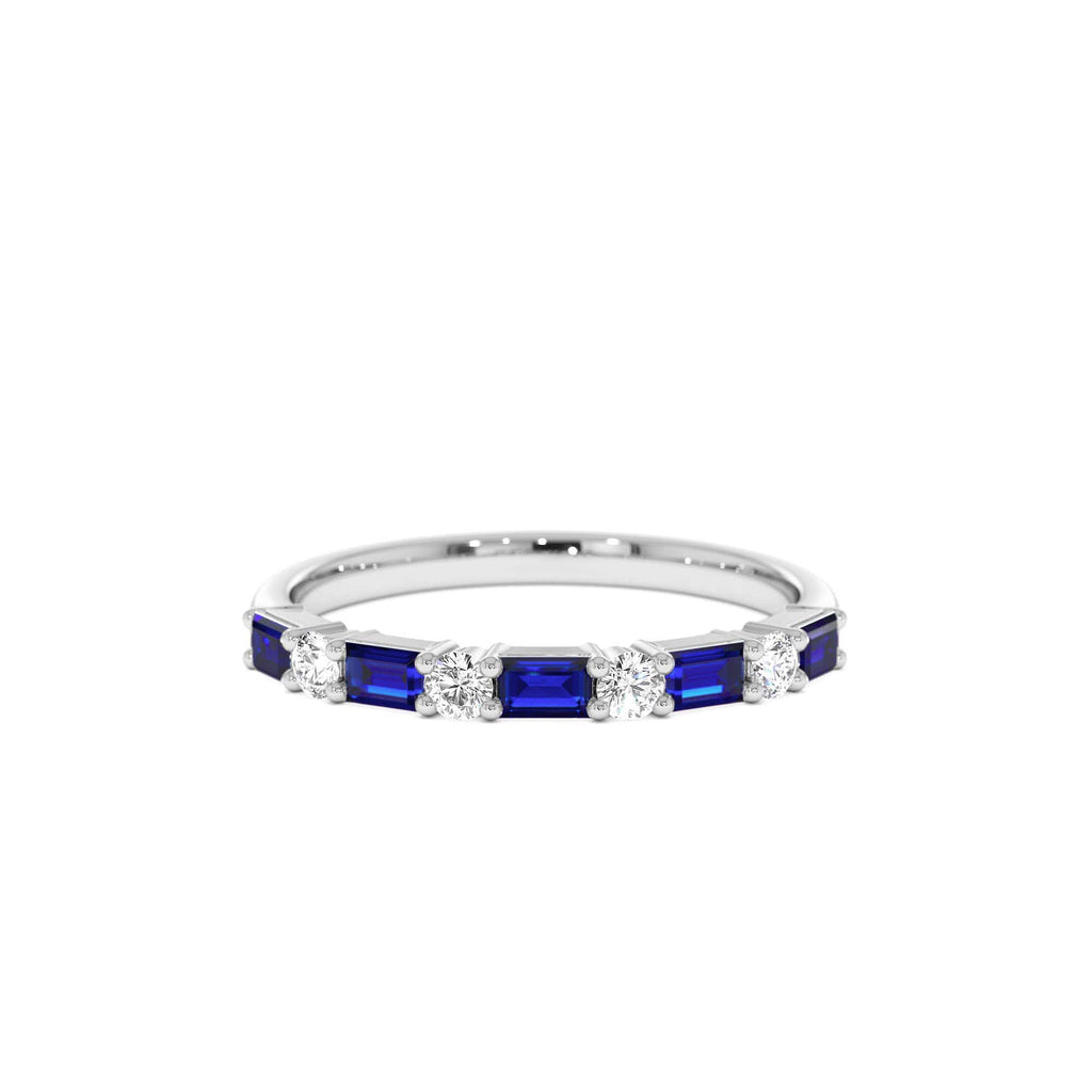 14k Sapphire and Diamond Prong Setting Ring - view 2