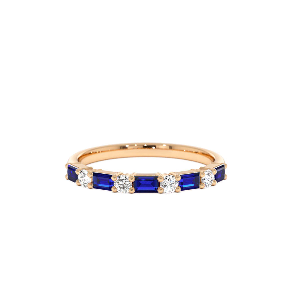 14k Sapphire and Diamond Prong Setting Ring - view 3