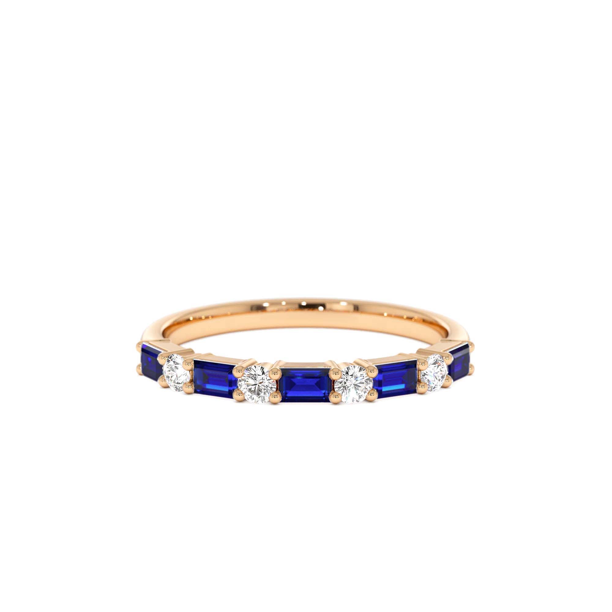 14k Sapphire and Diamond Prong Setting Ring - view 3