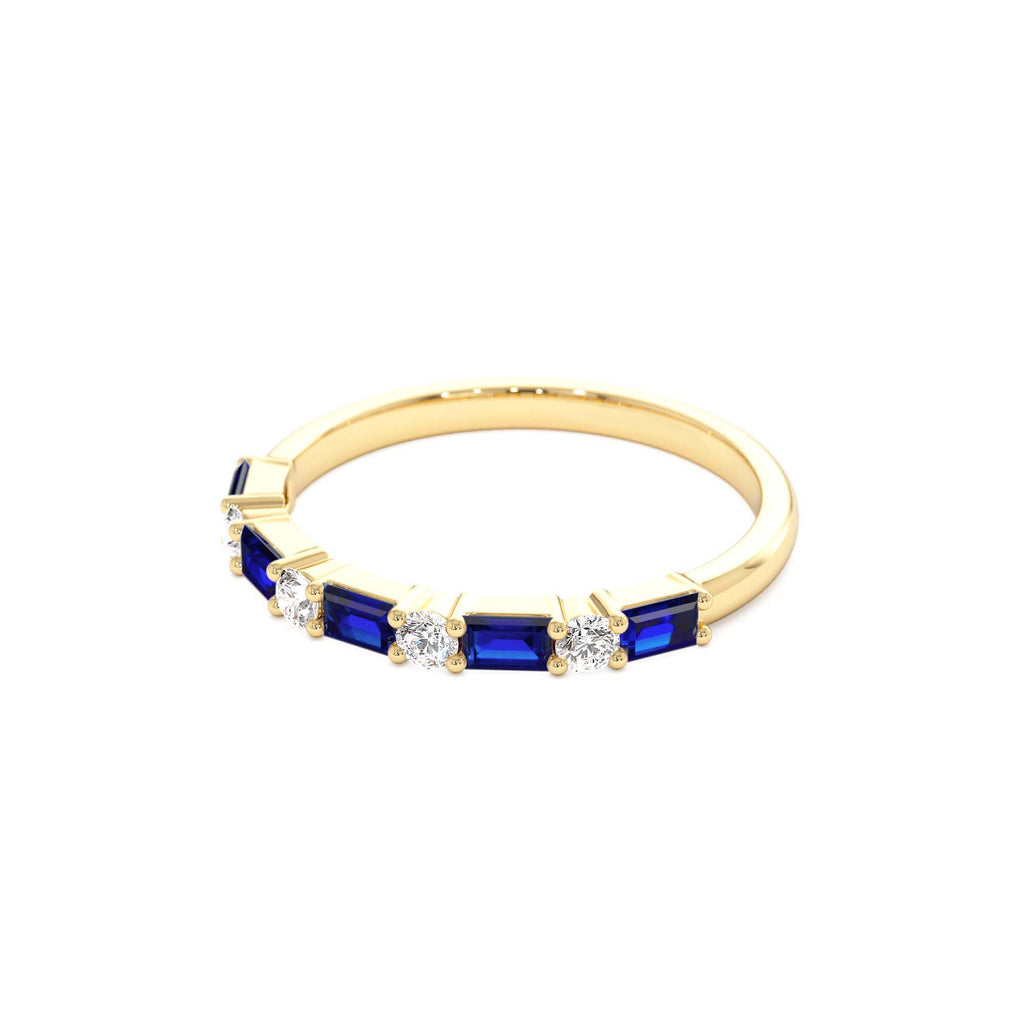 14k Sapphire and Diamond Prong Setting Ring - view 4