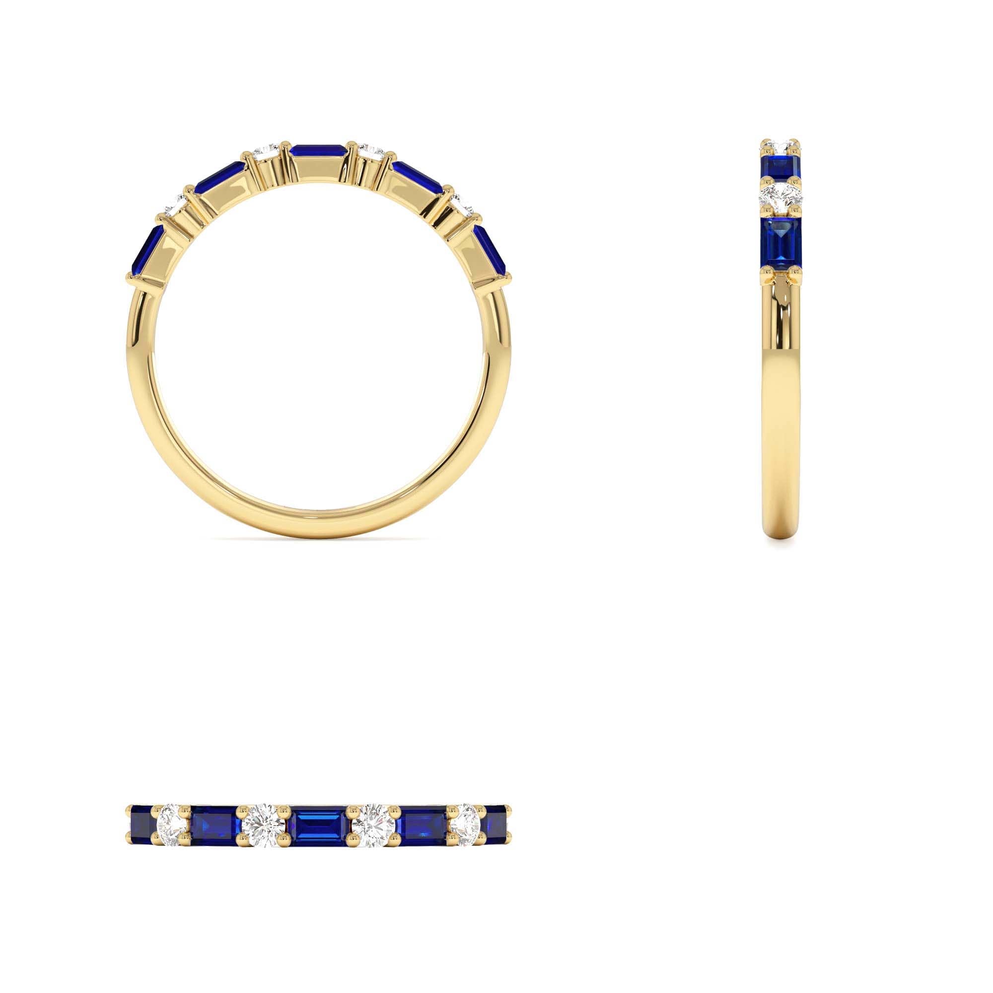 14k Sapphire and Diamond Prong Setting Ring - view 5