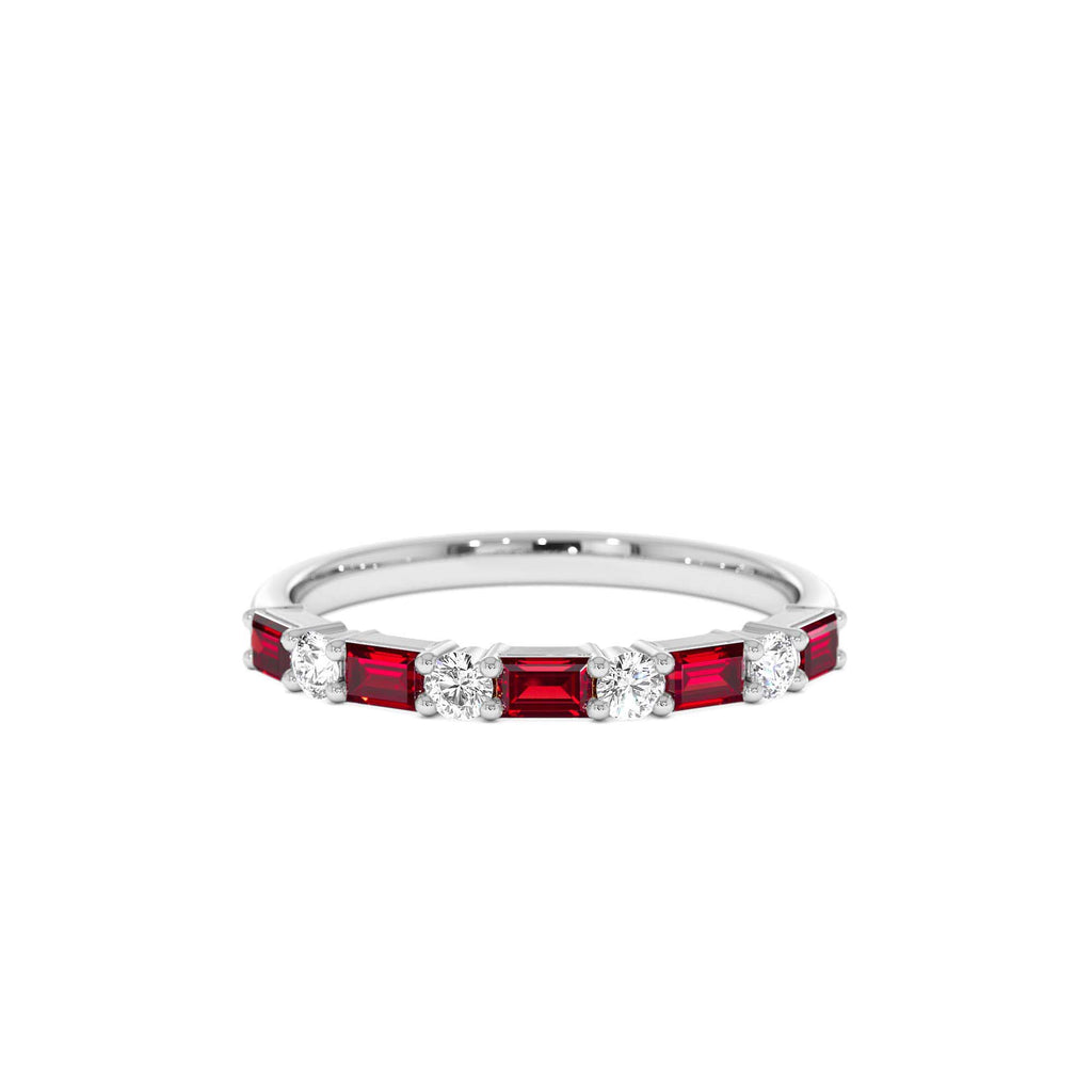 14k Ruby and Diamond Prong Setting Ring - view 3