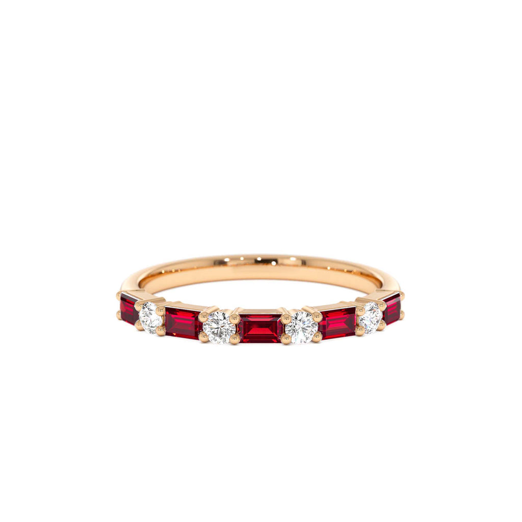 14k Ruby and Diamond Prong Setting Ring - view 2