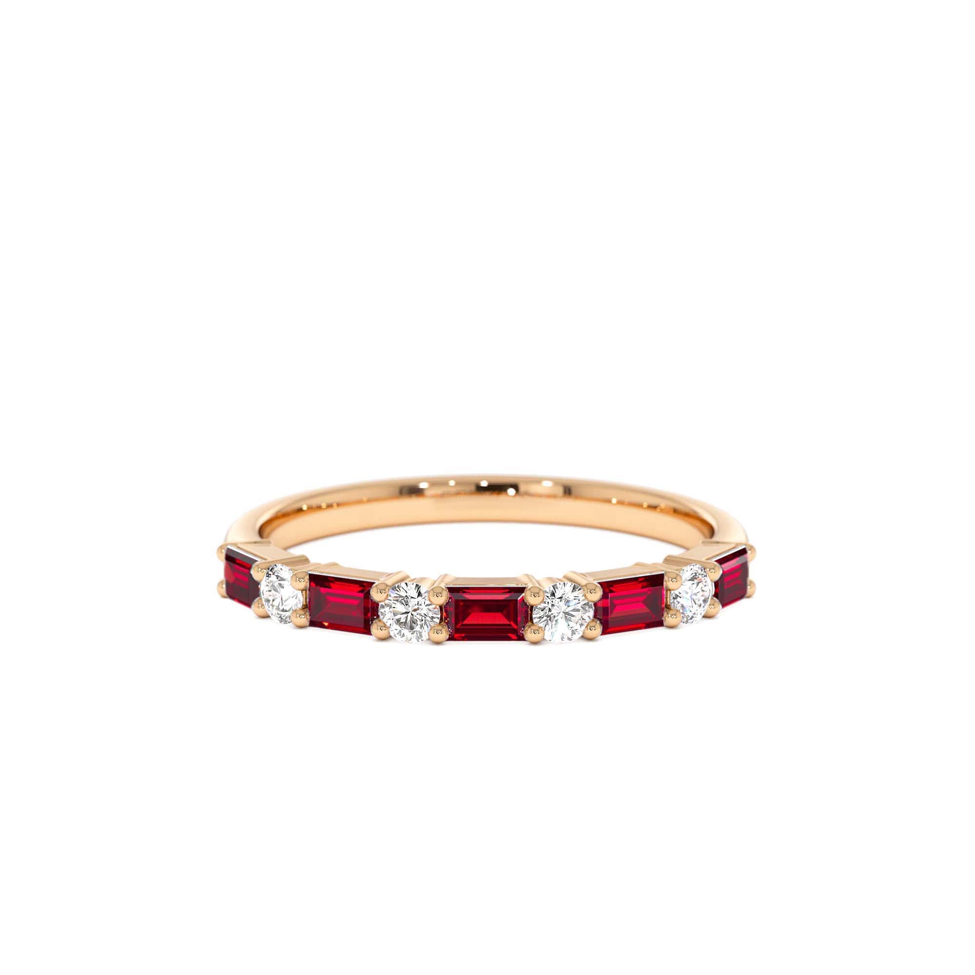 14k Ruby and Diamond Prong Setting Ring - view 2