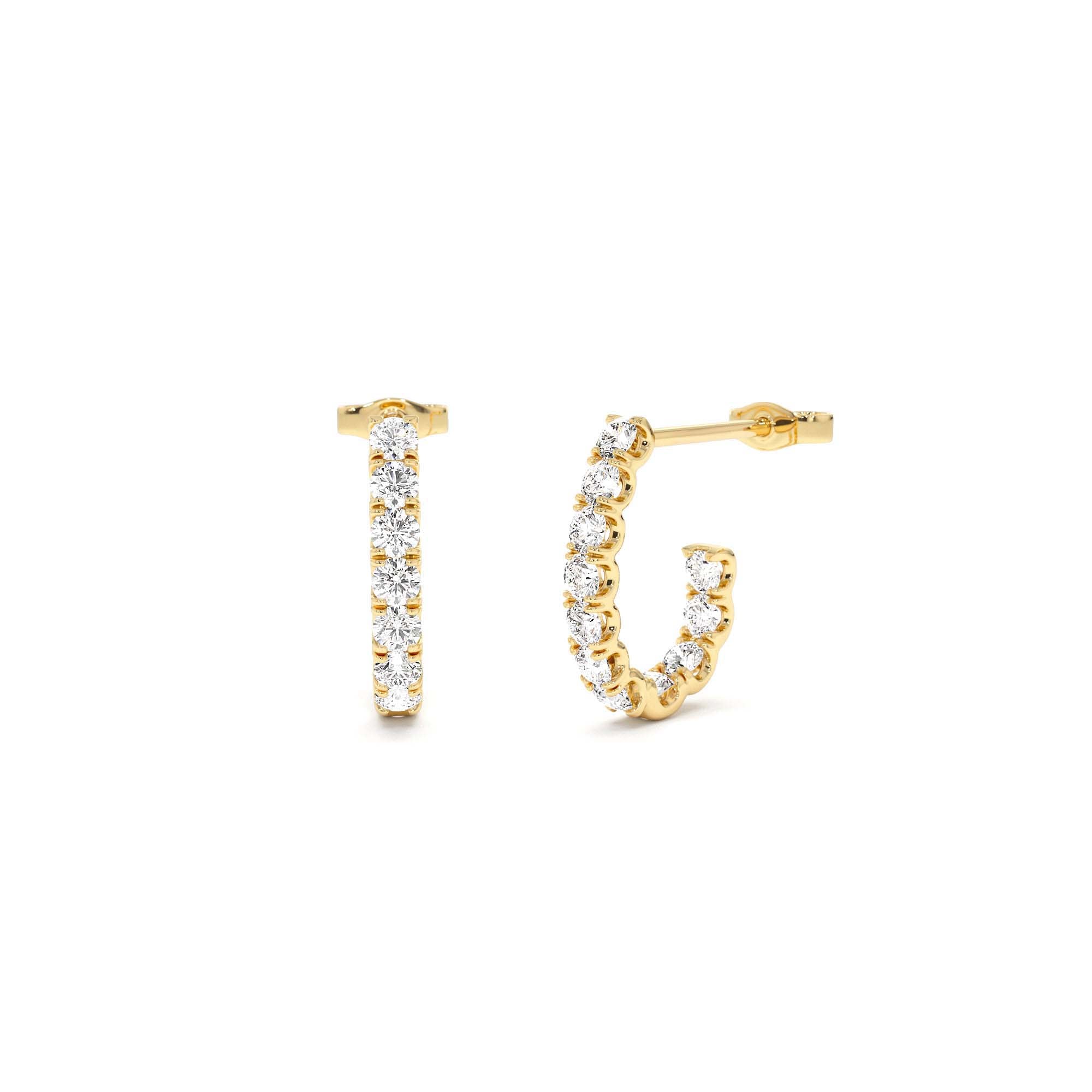 14K Gold Diamond Leaf Earrings by Orlina Fine