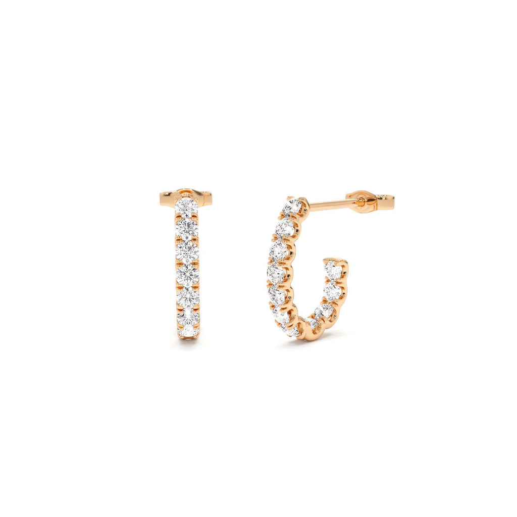 14K Gold Diamond Leaf Earrings - view 2