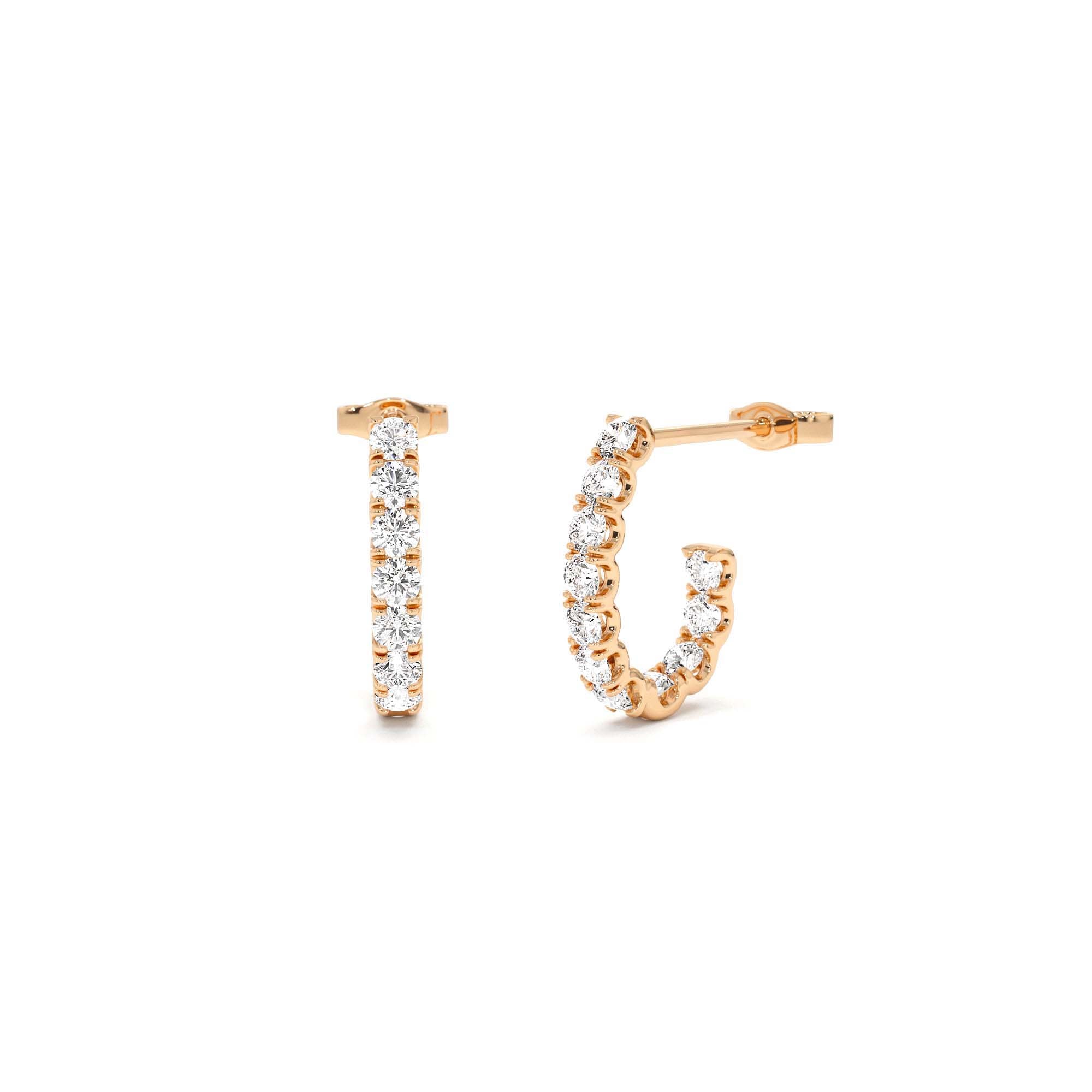 14K Gold Diamond Leaf Earrings - view 2