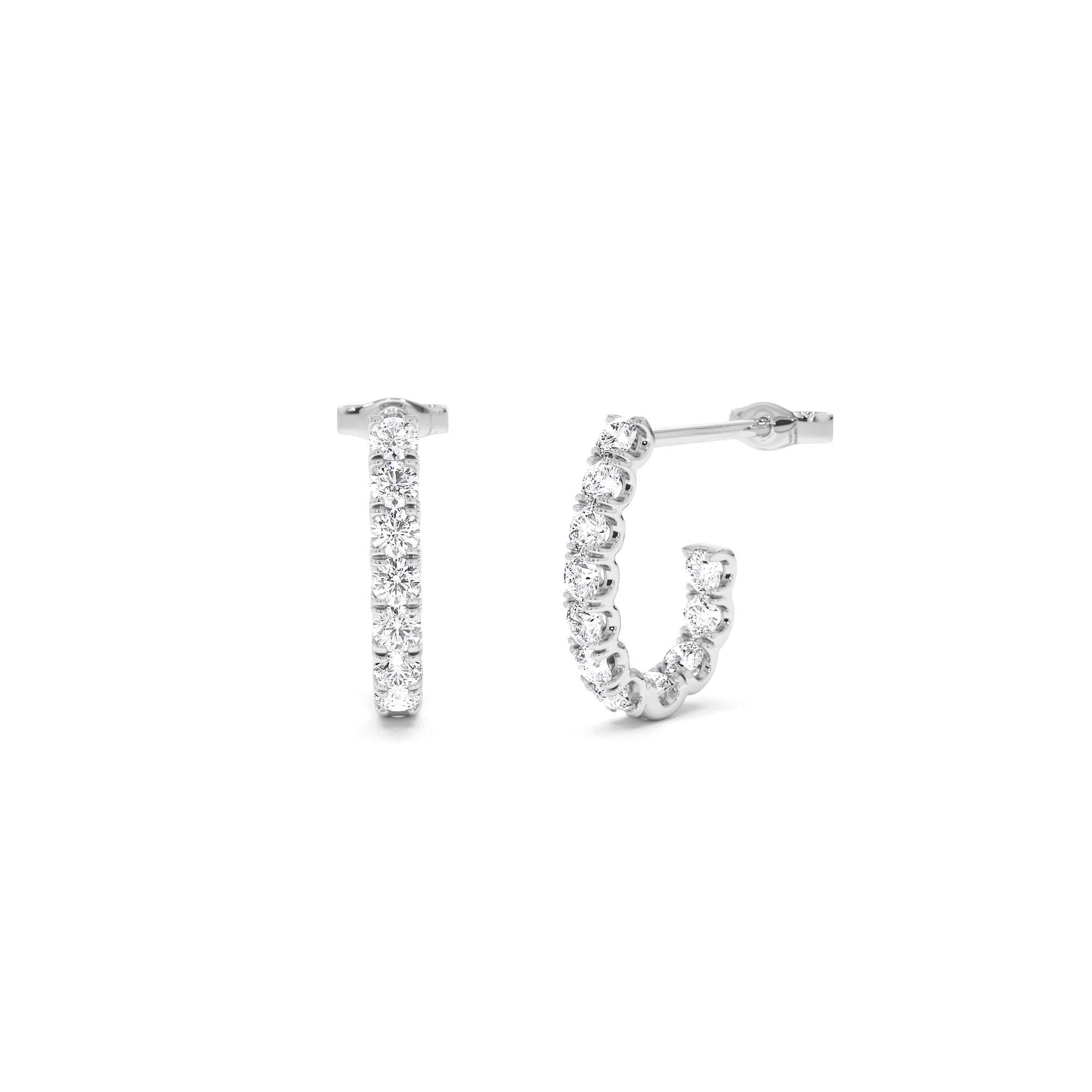 14K Gold Diamond Leaf Earrings - view 3