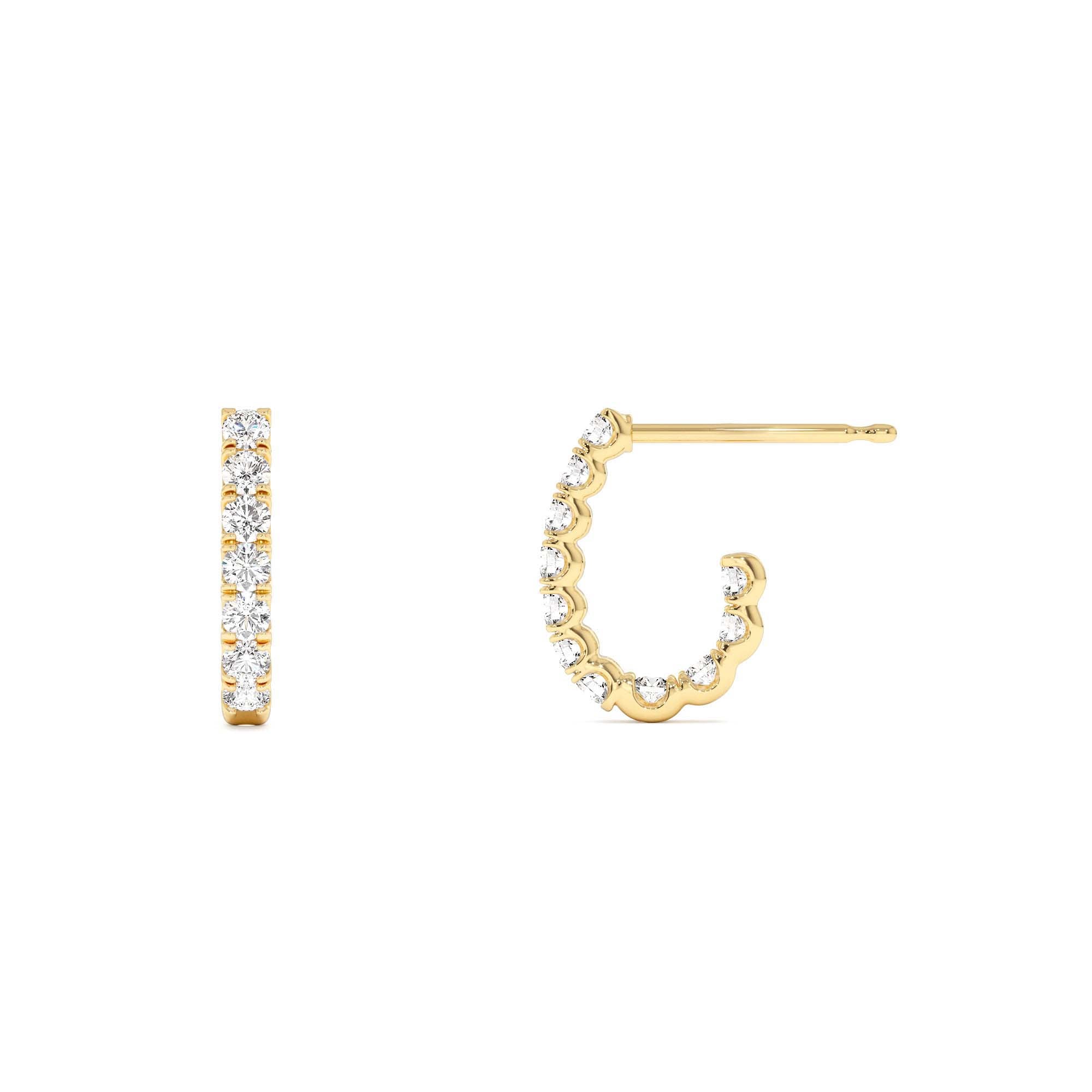 14K Gold Diamond Leaf Earrings - view 4