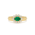 14k Oval Shaped Emerald with Bezel Hale Setting Ring by Orlina Fine