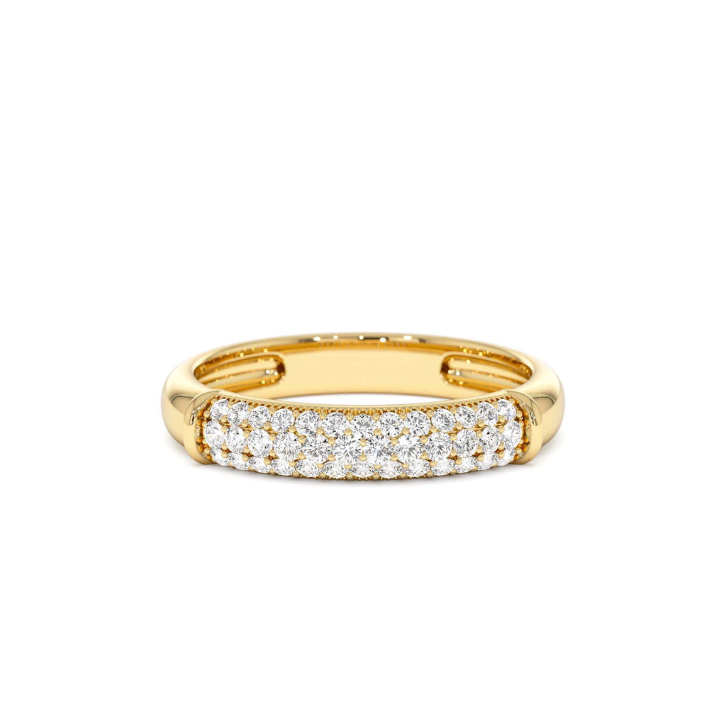 14K Three Row Diamond Pave Band by Orlina Fine