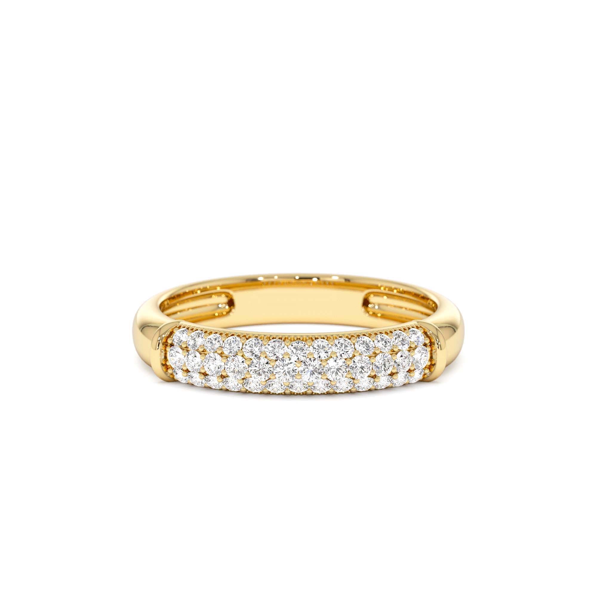 14K Three Row Diamond Pave Band by Orlina Fine