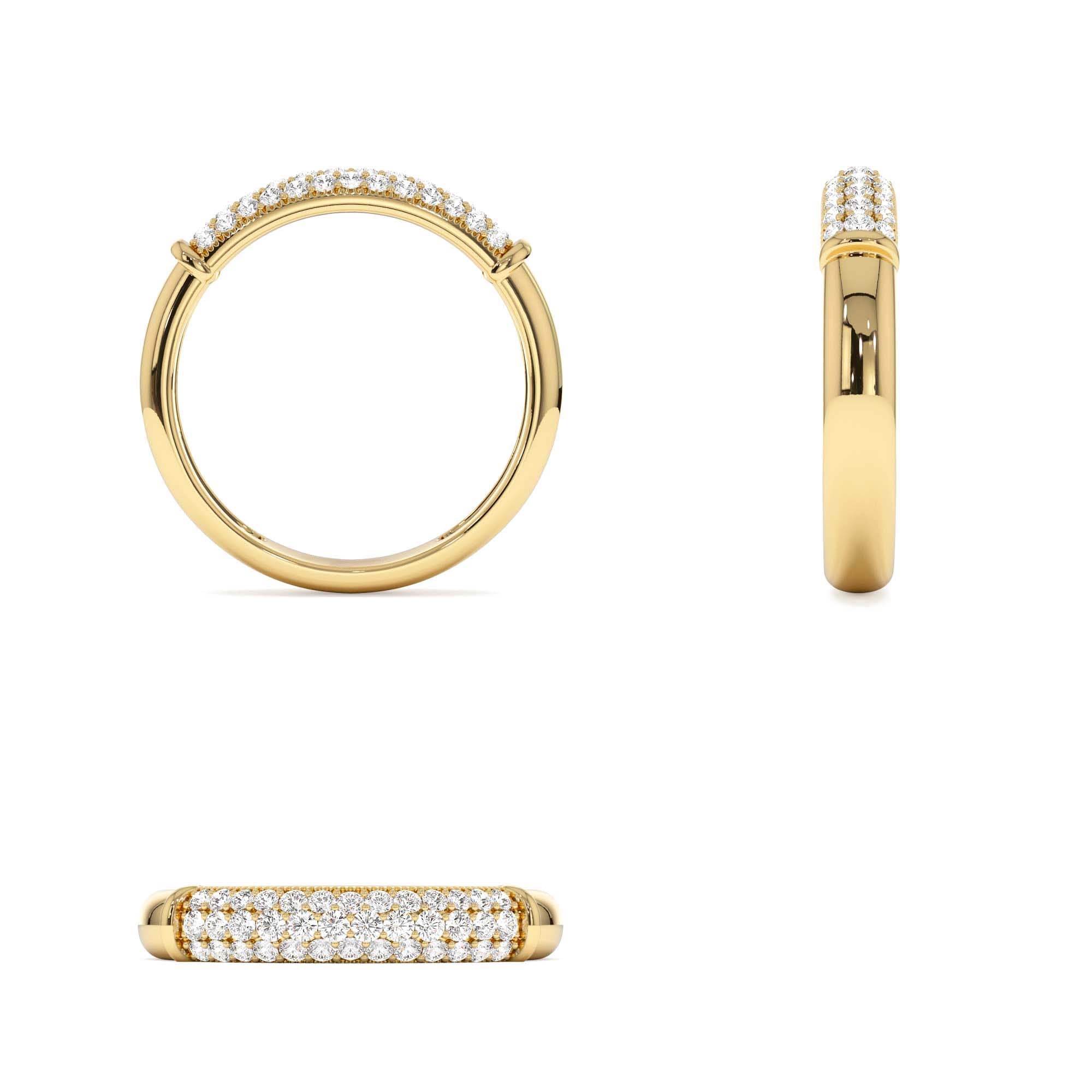 14K Three Row Diamond Pave Band - view 5