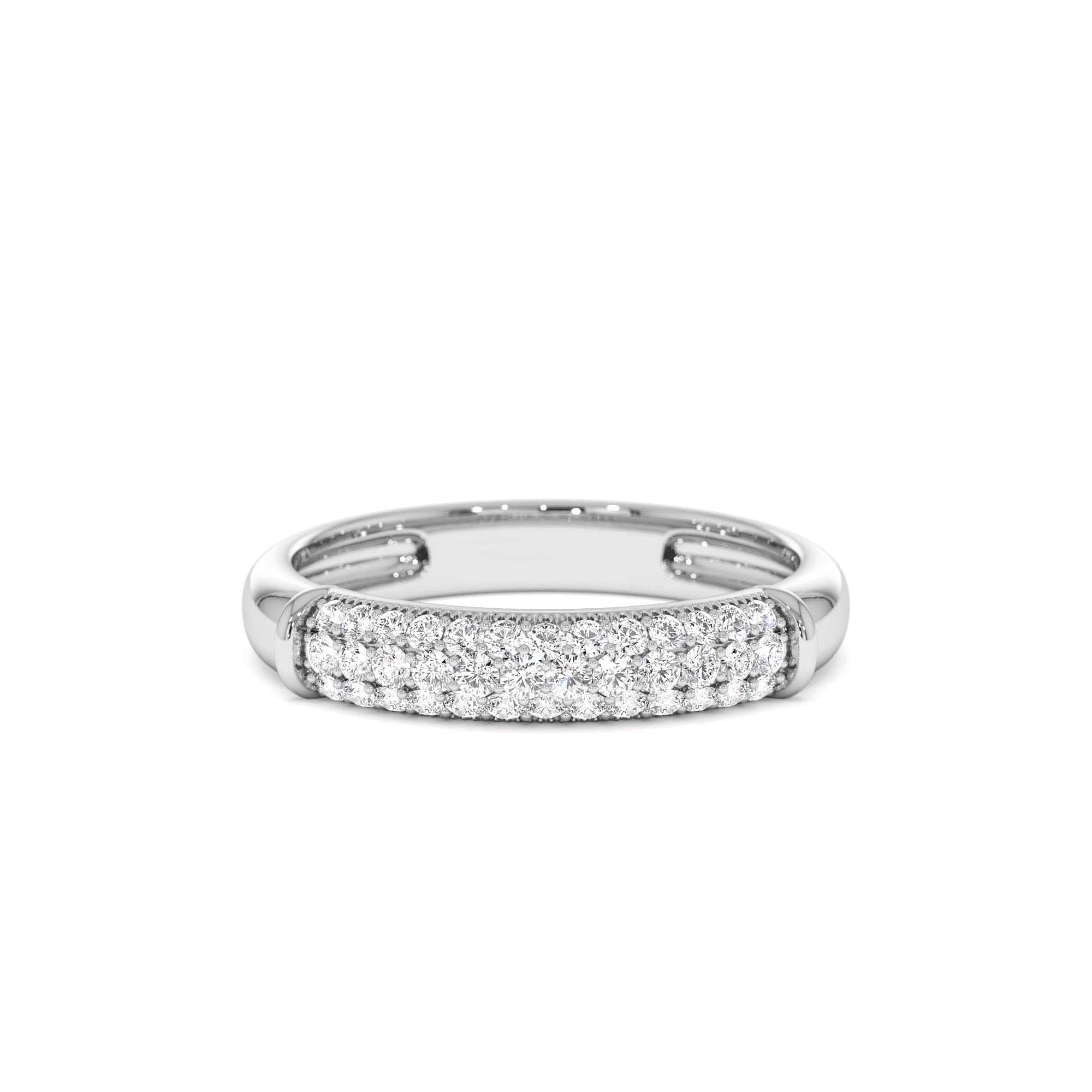 14K Three Row Diamond Pave Band - view 2