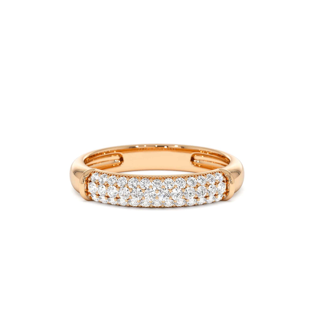 14K Three Row Diamond Pave Band - view 3