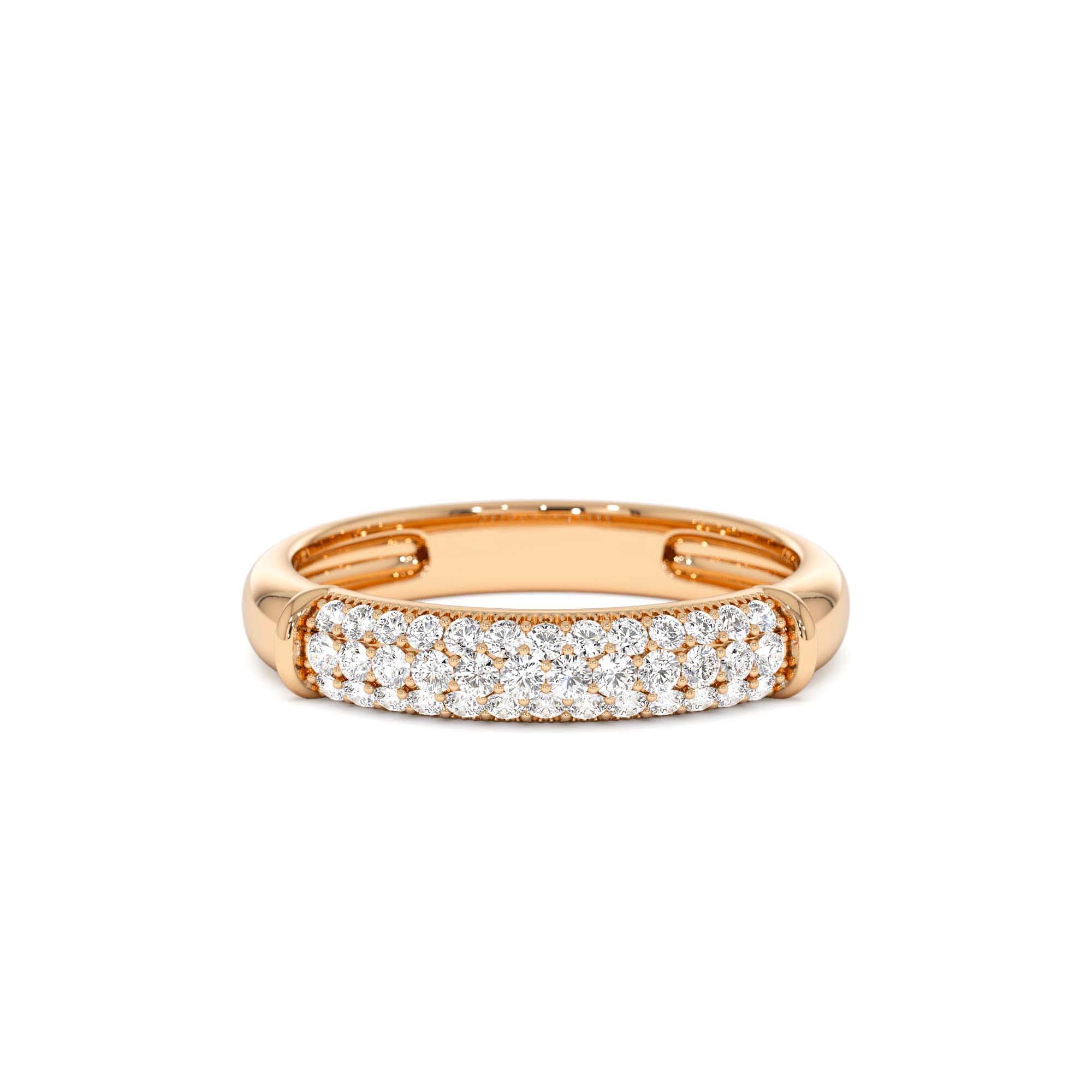 14K Three Row Diamond Pave Band - view 3