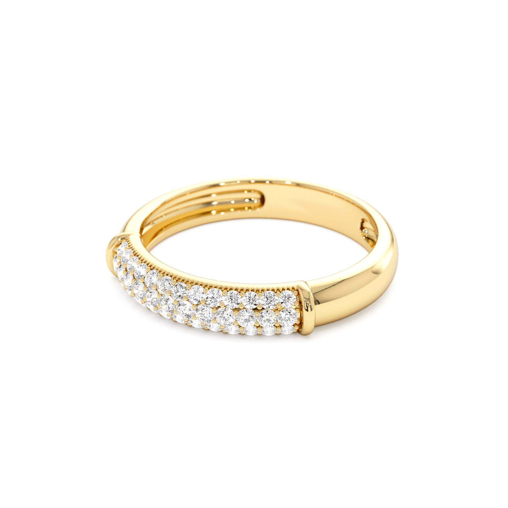 14K Three Row Diamond Pave Band - view 4