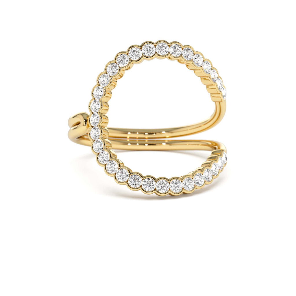 14k Unique Half Bezel Diamond Ring by Orlina Fine