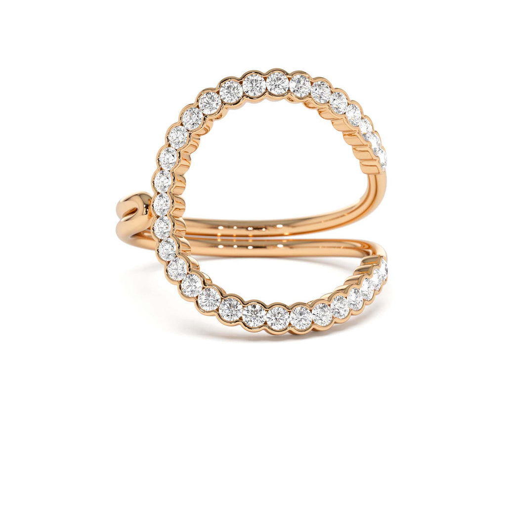 14k Unique Half Bezel Diamond Ring - view 2