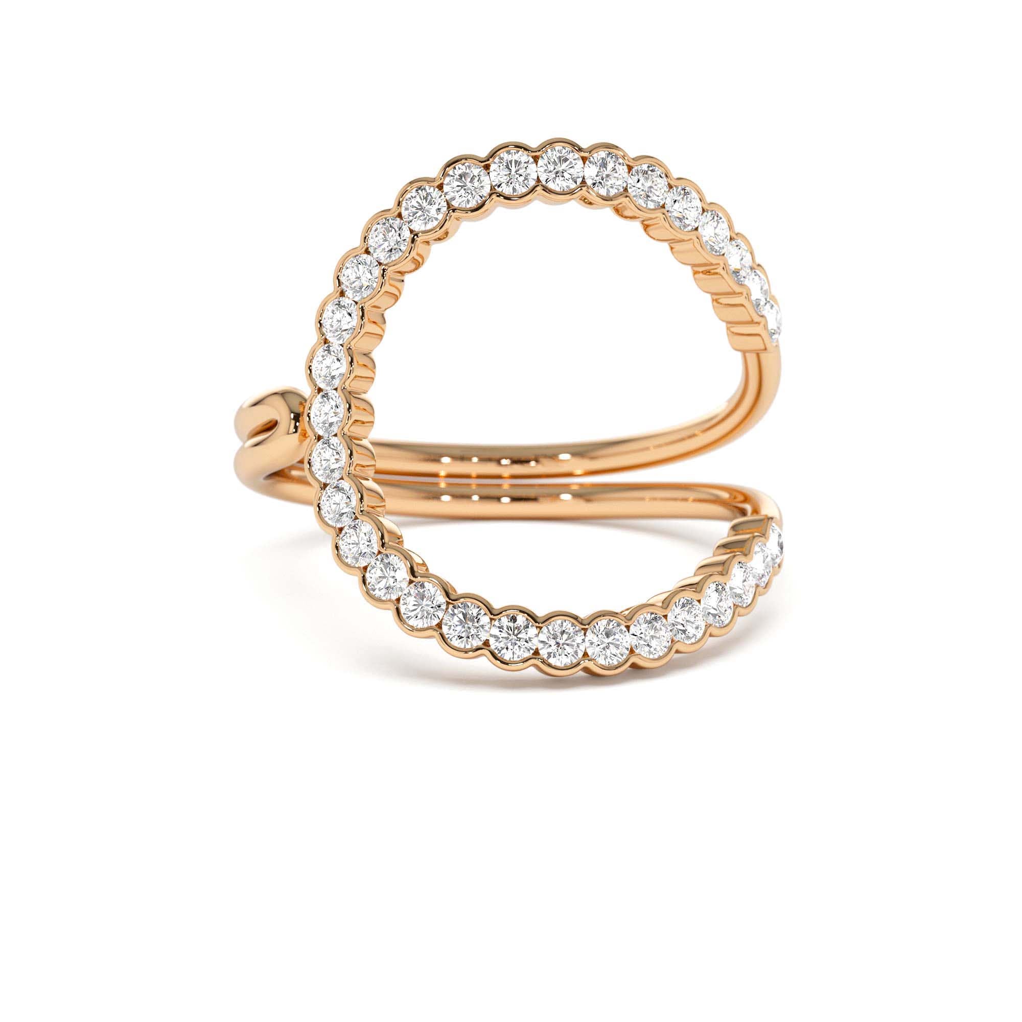 14k Unique Half Bezel Diamond Ring - view 2