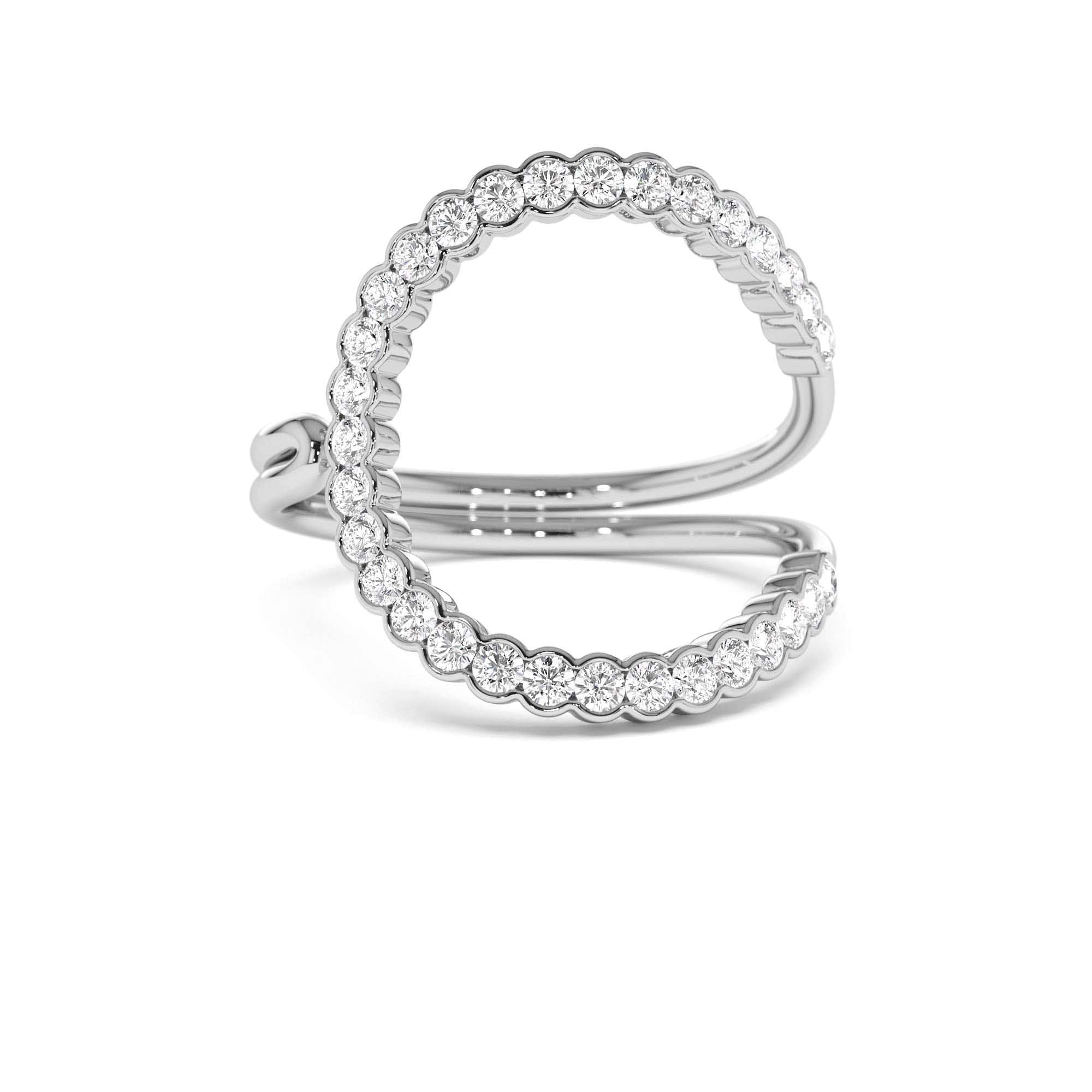 14k Unique Half Bezel Diamond Ring - view 3