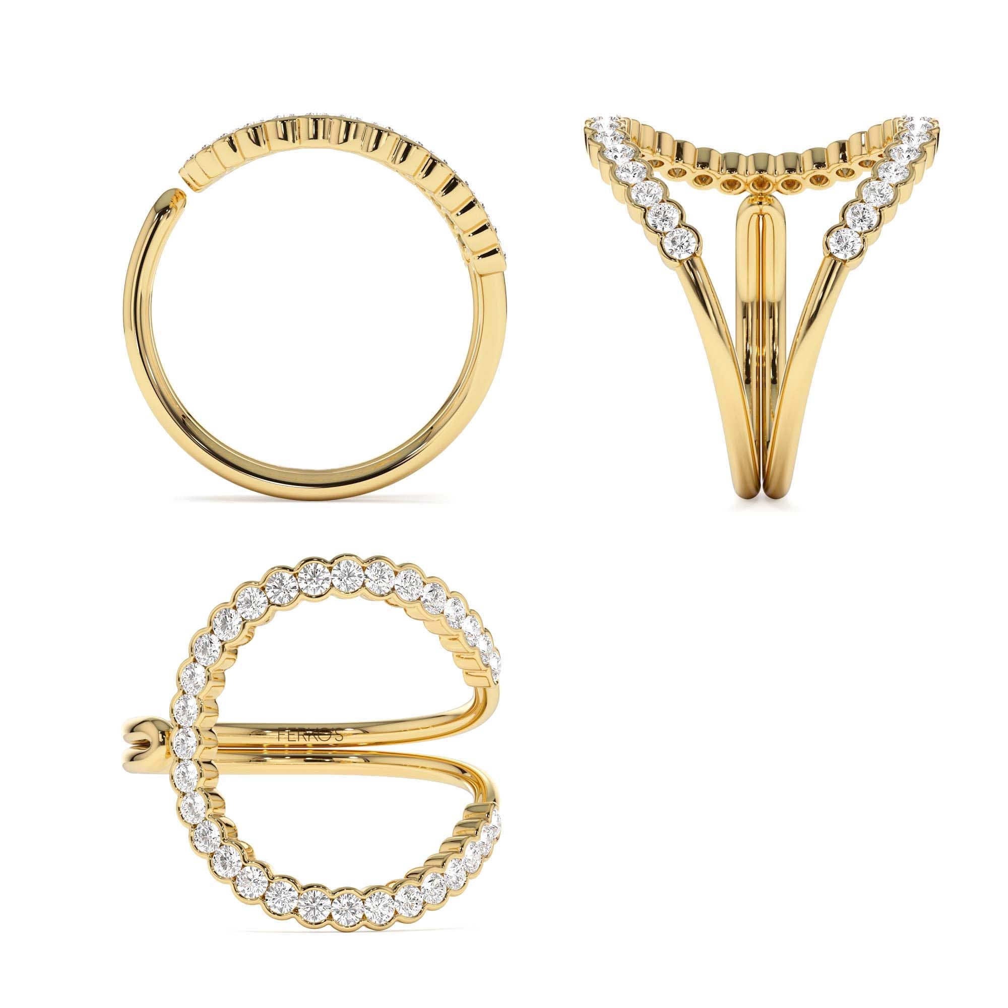 14k Unique Half Bezel Diamond Ring - view 4