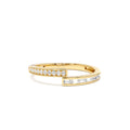 14k Baguette and Round Diamond Crossover Ring by Orlina Fine