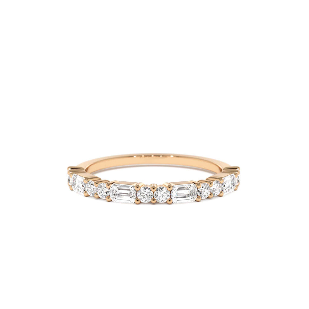 14k Alternating Emerald Cut and Round Diamond Ring - view 2