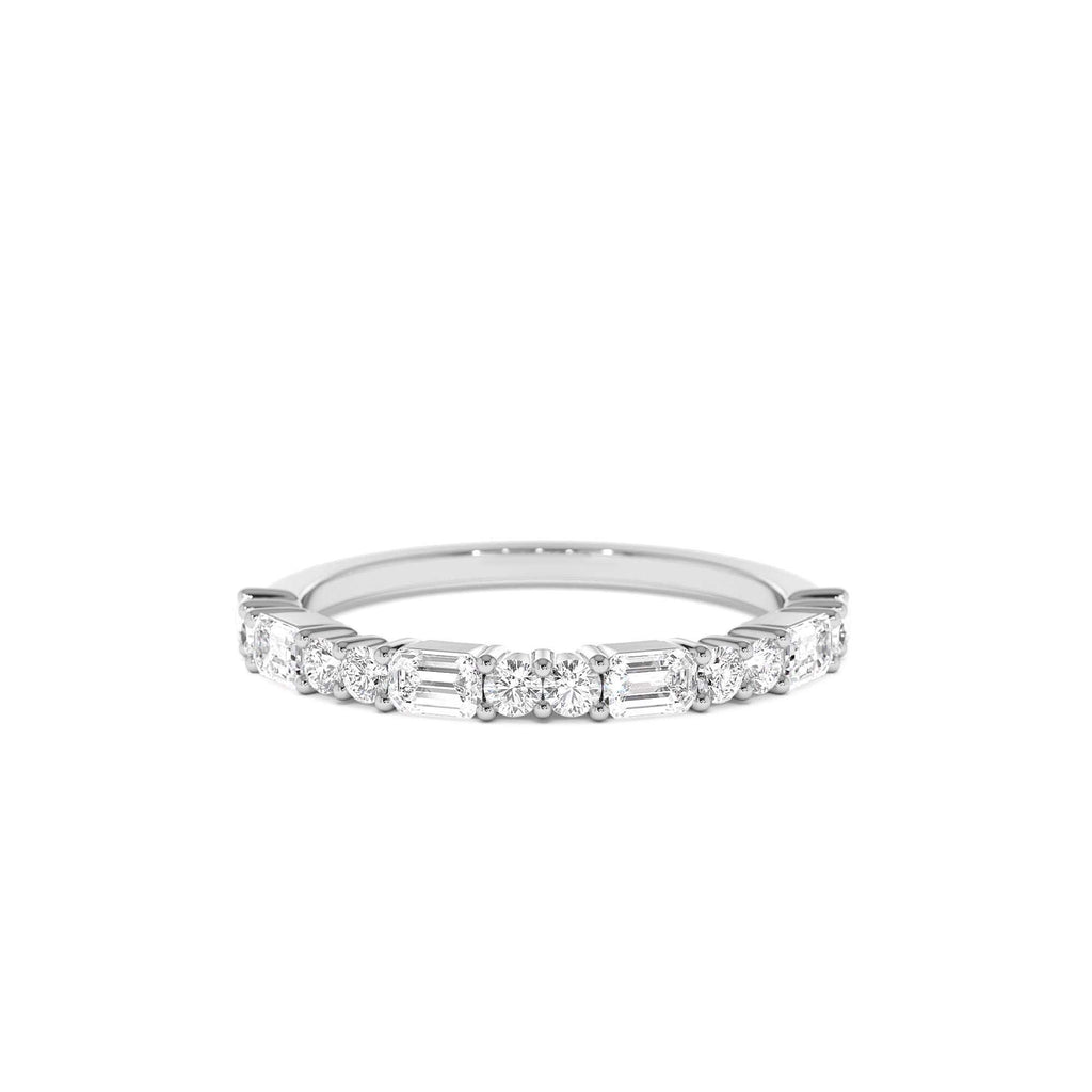 14k Alternating Emerald Cut and Round Diamond Ring - view 3