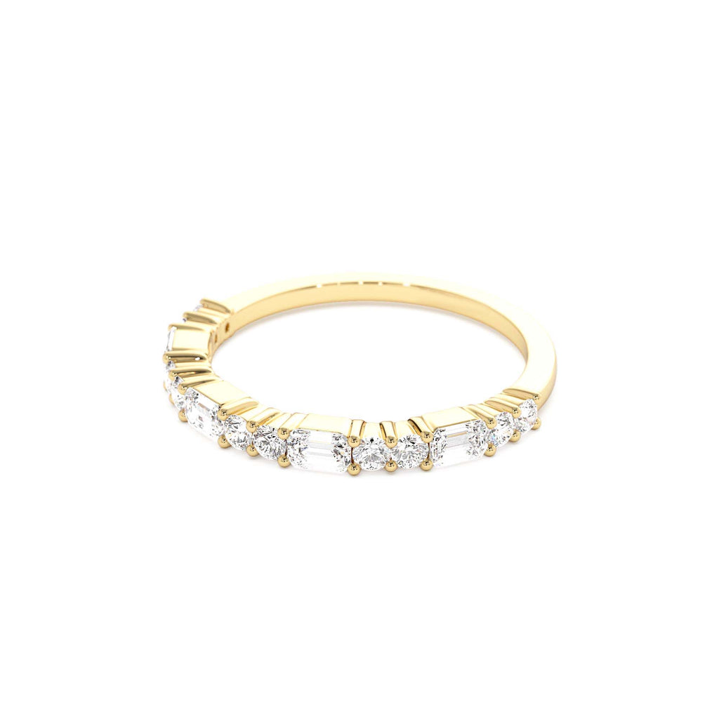 14k Alternating Emerald Cut and Round Diamond Ring - view 4