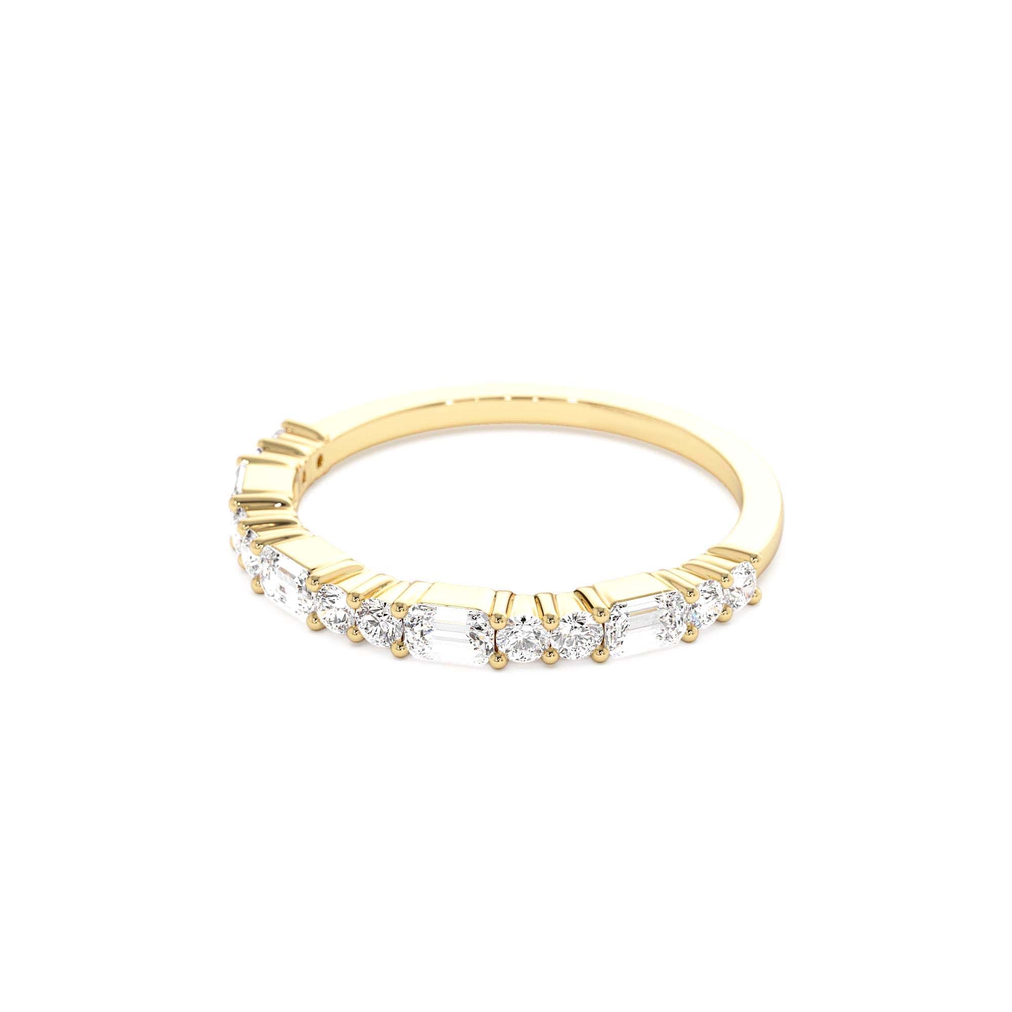 14k Alternating Emerald Cut and Round Diamond Ring - view 4