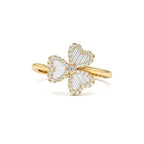 14k Baguette & Round Diamond Flower Ring by Orlina Fine
