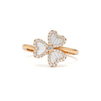 14k Baguette & Round Diamond Flower Ring - view 2