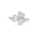 14k Baguette & Round Diamond Flower Ring - view 3
