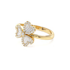 14k Baguette & Round Diamond Flower Ring - view 4