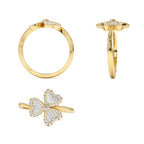 14k Baguette & Round Diamond Flower Ring - view 5