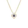 14k Sapphire Clover Necklace in Halo Setting by Orlina Fine