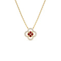14k Ruby Clover Necklace in Halo Setting by Orlina Fine