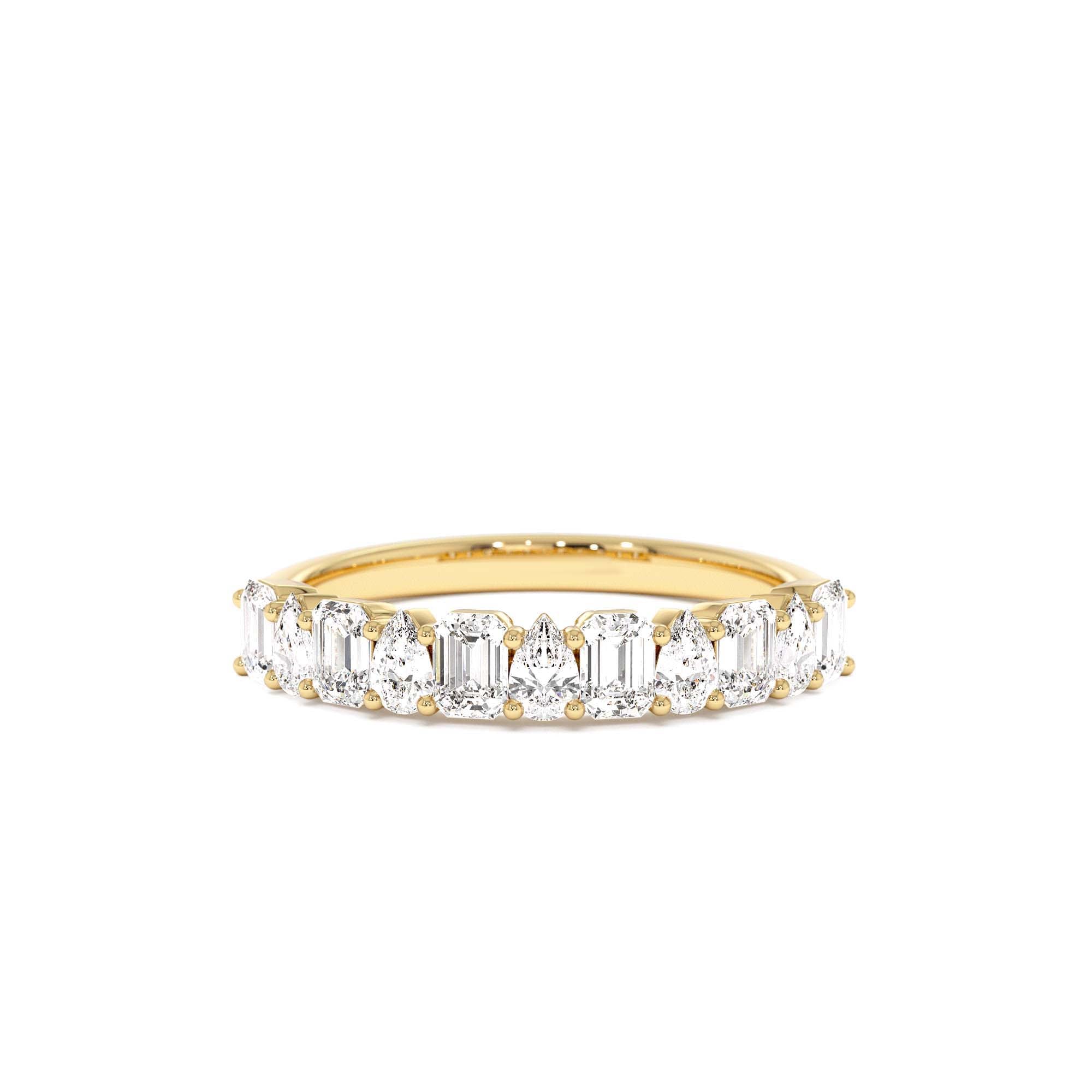 14k Emerald and Pear Shape Diamond Ring by Orlina Fine