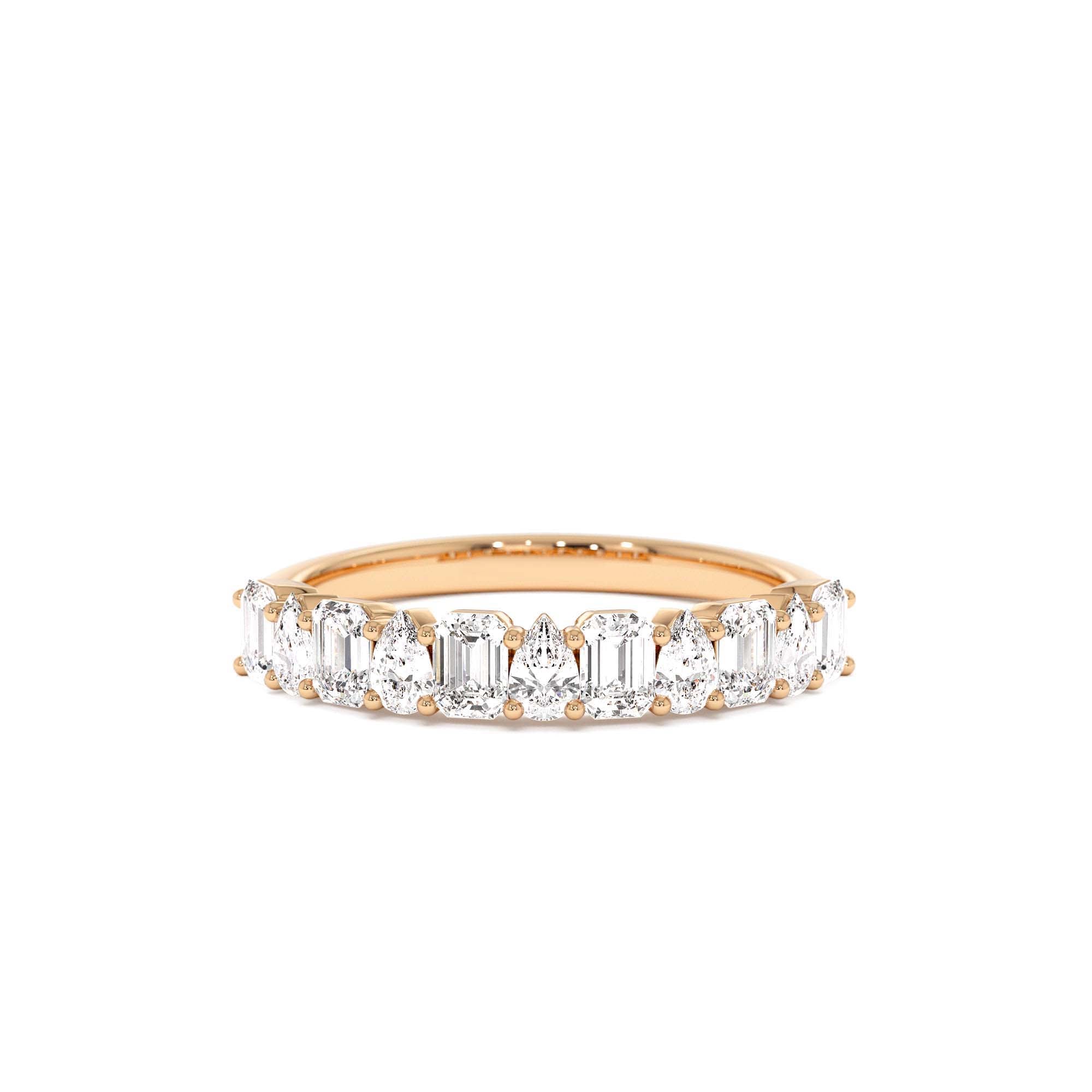 14k Emerald and Pear Shape Diamond Ring - view 3