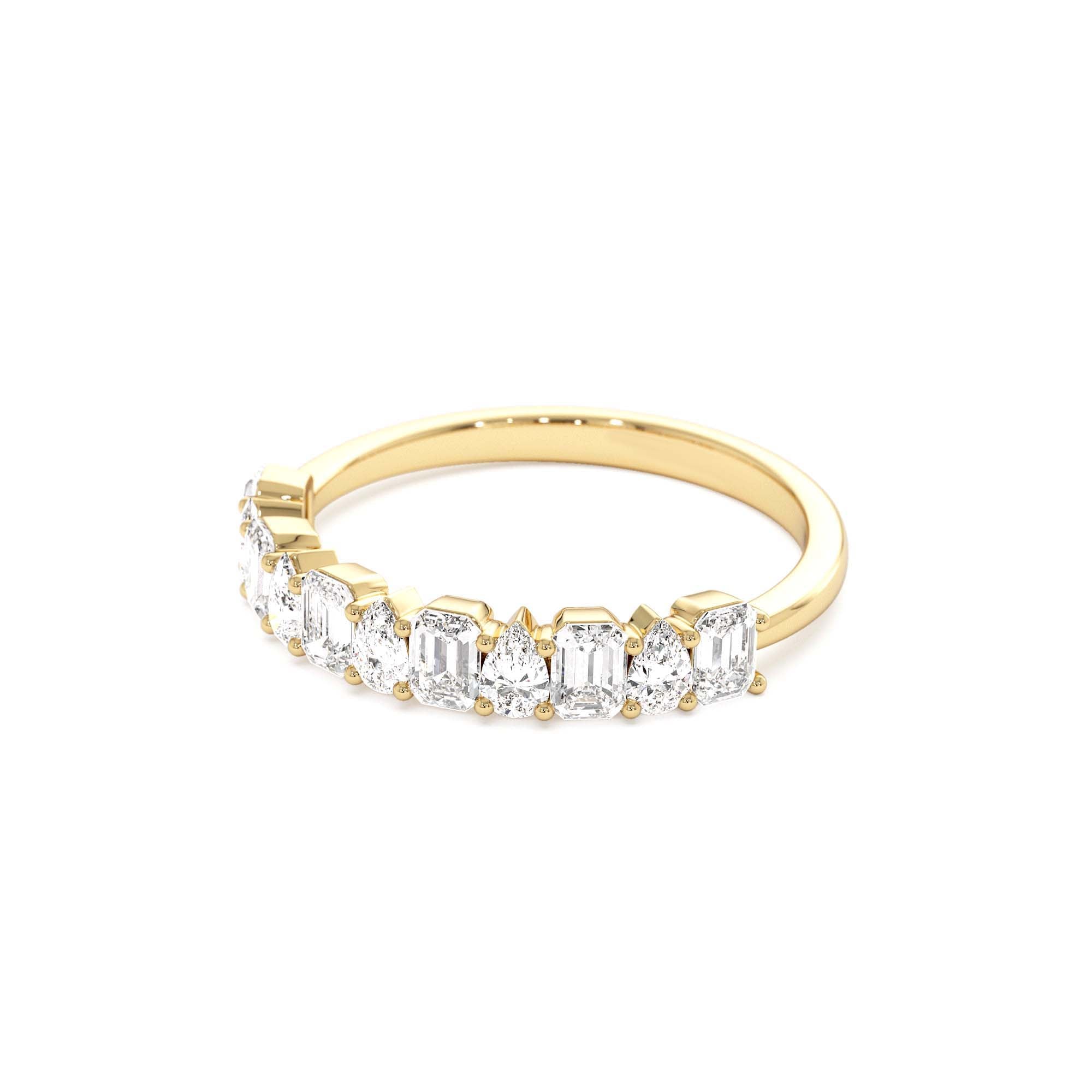 14k Emerald and Pear Shape Diamond Ring - view 4
