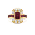 14k Unique Ruby and Diamond Art Deco Ring by Orlina Fine