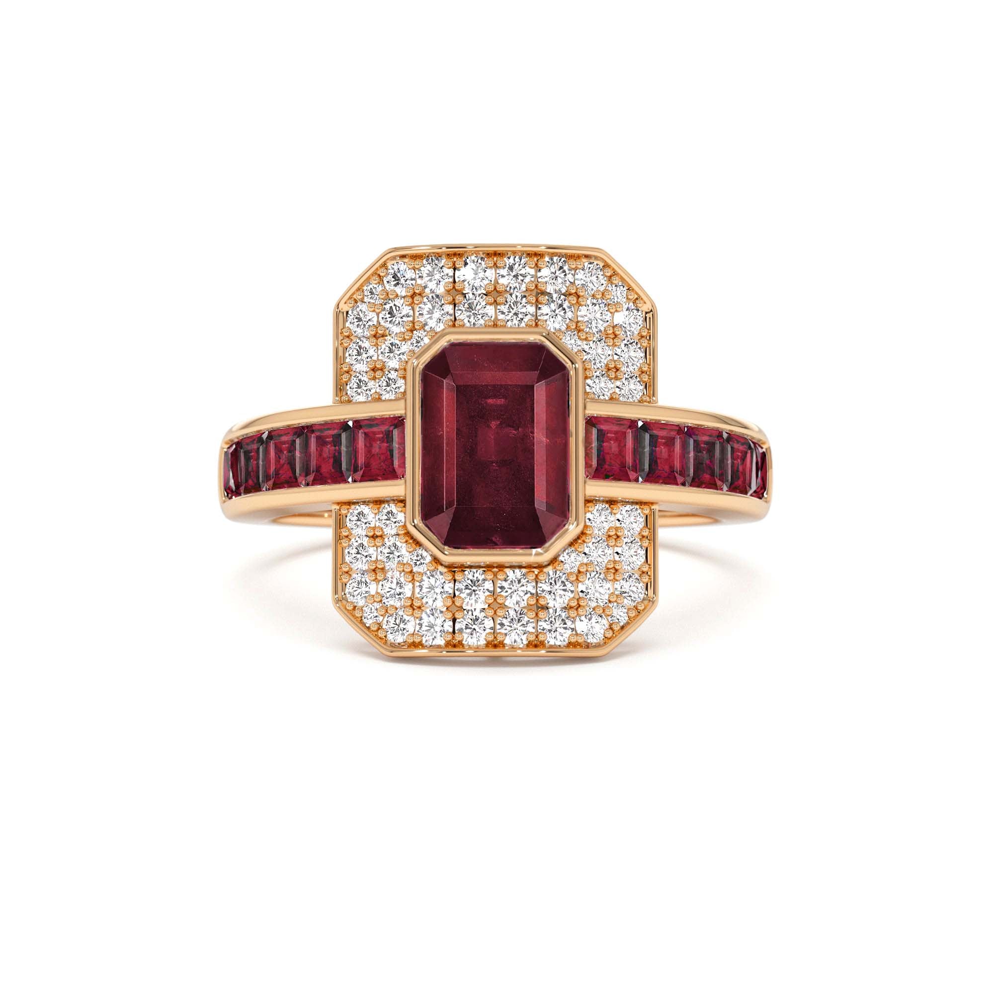 14k Unique Ruby and Diamond Art Deco Ring - view 2