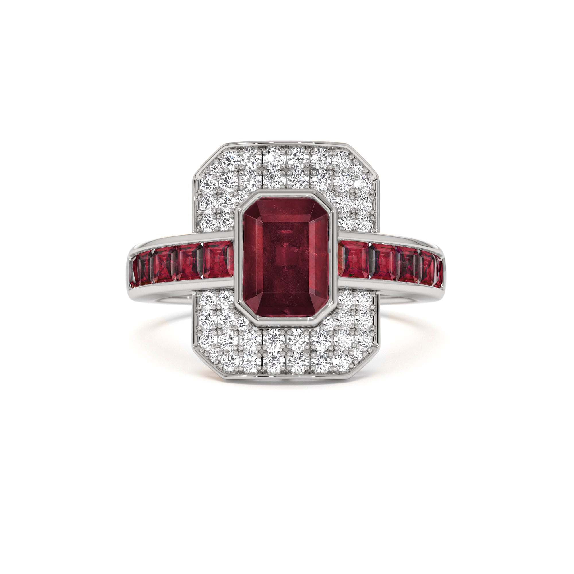 14k Unique Ruby and Diamond Art Deco Ring - view 3
